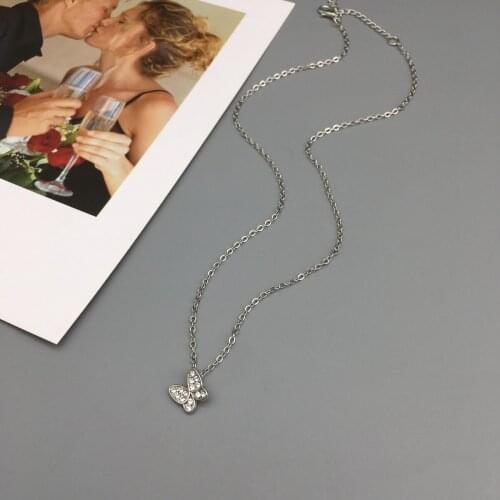 Butterfly Necklace Shiny Crystal Choker Temperament Clavicle Chain Ladies Short Necklace For Female Girls Wholesale Jewelry