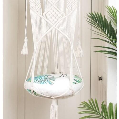 Hand-Woven Hanging Basket Cotton Pet Nest Cat Dog Hammock Thread Toy Swing Bohemian Wall Hanging Macrame 5 Sizes