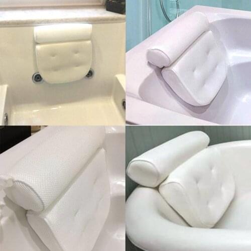 New 3D Mesh Home Spa Bath Pillow Non-Slip Cushioned Suction Cups Bath Tub Pillow Headrest Neck Bath Cushion Bathroom Accessories