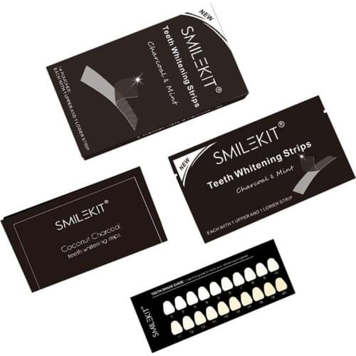 28/14pcs Charcoal Teeth Whitening Strips Tooth Stain Care Removal Bleaching Hygiene Tool Whitening Kit Oral Dental Teeth Sh K6H7