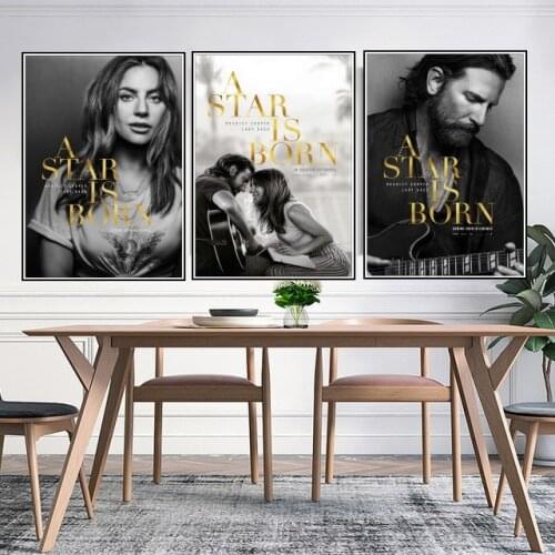 A Star Is Born Movie Posters Bradley Cooper Lady Gaga Poster Wall Art Picture White Paper Painting for Room Home Decor HD