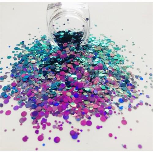 PrettyG 1 Box Chameleon Colors Shift 123MM Round Dot Mix Shape Glitter for Resin DIY Making Art Craft Nail Makeup Decoration
