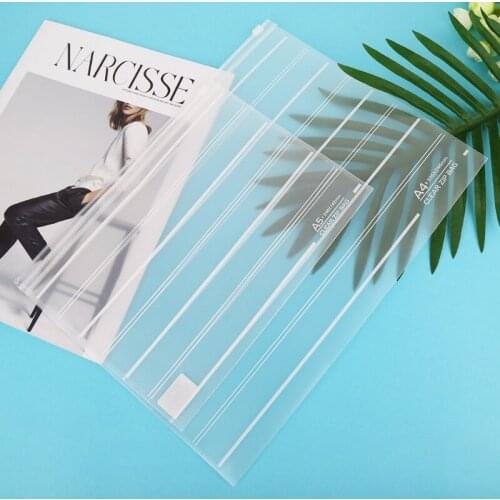 PVC A4 A5 Clear Transparent Plastic Waterproof Stationery Case Zipper Bag Pouch L4MD