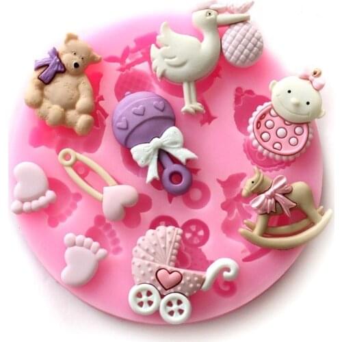 Silicone Fondant Cake Mold Chocolate Baking Sugarcraft Decorating Tool for Baby Cake DIY