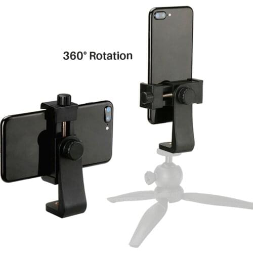 360 Degree Rotating Phone Tripod Mount Adapter Universal Cellphone Clipper Stand Vertical Adjustable Holder For iPhone Huawei