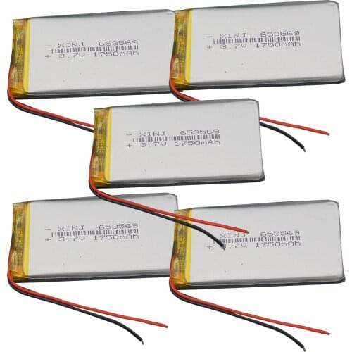 XINJ 5pcs 3.7V 1750mAh Li lithium polymer battery li po cell 653569 For Phone PSP GPS Lights Camera Music player Record