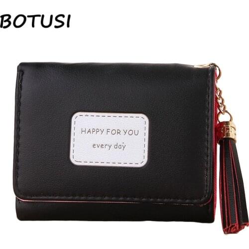 BOTUSI Happy Day Soft Leather Short Women Wallet Change Hasp Clasp Purse Clutch Money Phone Card Holder Multi-functional Wallet