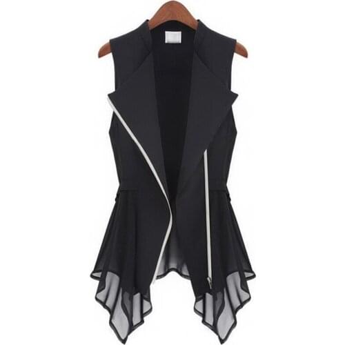 Europe and America chiffon vest long paragraph female spring Slim sleeveless coat woman vest
