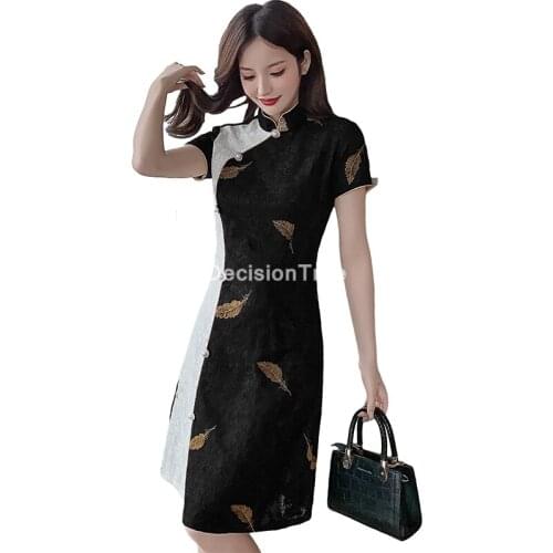 2021 vintage qipao lace cheongsam elegant women chinese dress vestidos cheongsam dress oriental dress vintage cheongsam vestidos