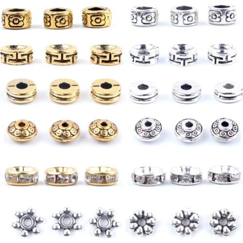 50pcs Gold Rhinestone Rondelles Loose Spacer Beads Metal Crystal Beads for Jewelry Making DIY Charm Racelet Accessories