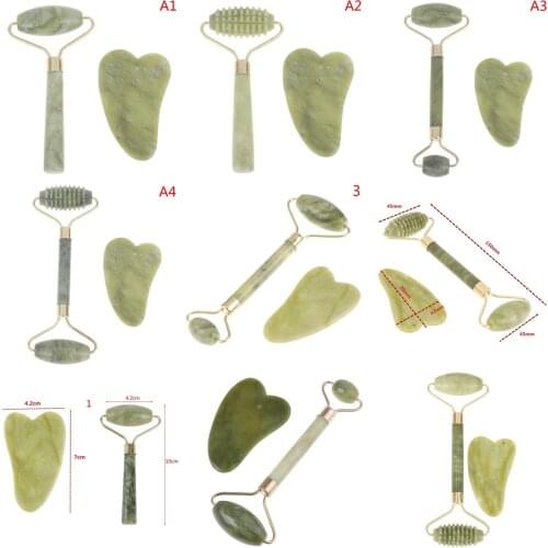 1/2PC Jade Roller Gua Sha Scraper Face Lift Slimming Anti-Aging Wrinkles Massage Tool Skincare Body Guasha Detox Facial Massager