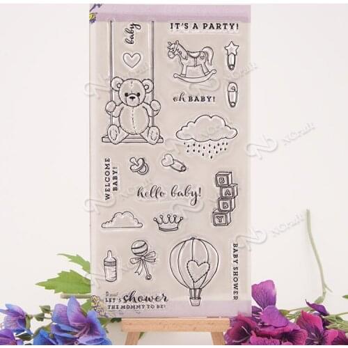 1 Sheet baby party Transparent Clear Silicone Stamps for DIY Scrapbooking/Card Making/Kids Fun Decoration Supplies Flower