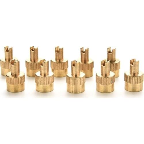 10pc Chrome Metal Slotted Head Valve Stem Caps With Core Remover Tool Motorcyle/Car