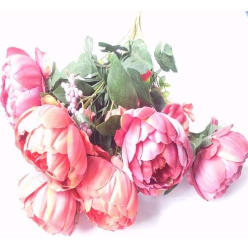 14 Color Choice Charming Silk flower European Artificial Flowers Fall Vivid Peony Wedding Home Party Decoration Cheristmas Gifts