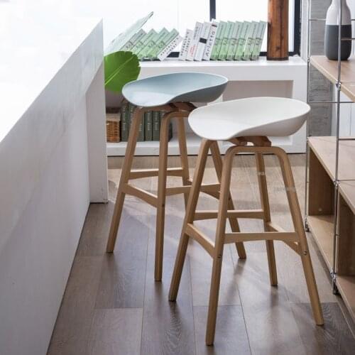 20% Nordic Creative Bar Chair Modern Minimalist Bar Solid Wood Front Desk Chair Home Bar Stool Fashion High Stool Modern Decor
