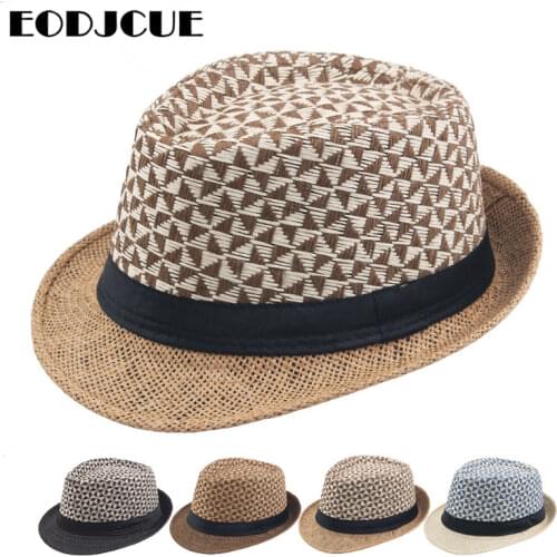 2019 Wholesale Summer Jazz Cap Beach Straw Caps Fedora Hats for Men Panama Sun Hat Men Women
