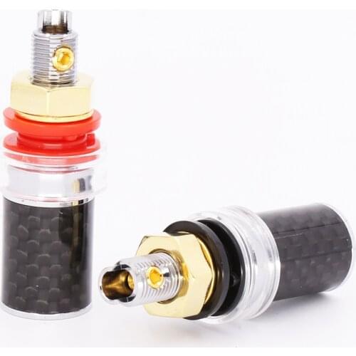 4PCS High Quality Carbon Fiber Rhodium Plated Binding Post Speaker Amplifier Terminal Binding Post HI END Grade