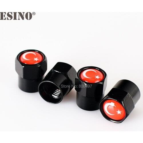 40 x Car Styling Stainless Zinc Alloy Turkey National Flag Car Tire Valve Caps Wheel Tires Tyre Stem Air Cap Airtight Covers