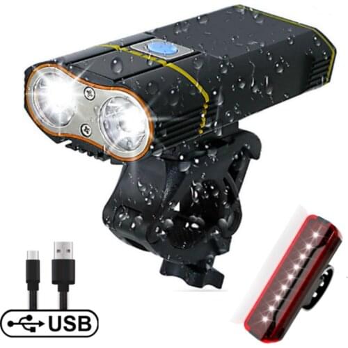 6000LM Bicycle Light 2x XML-L2 LED Bike Light with USB Rechargeable Battery Light LED Headlight Lamp Cycling FlashLight for Bike