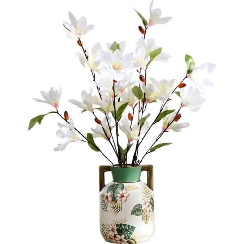 American Ceramics Vase Flower Pattern Rustic Home Decor Desktop Floral Arrangement Flowers Vases Antique Decorative Ornaments