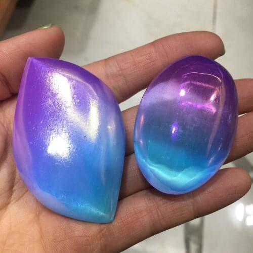 Free Shipping Natural Electroplated Gypsum Selenite Palm Stone Glaring Aura Light Healing Wicca Stone For Home Decor Gift NXT