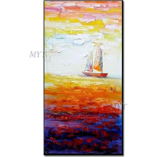 Color The Sky And Color The Sea With The Ship Abstract Oil Painting Wall Art Home Decor Picture Modern Oil Painting On Canvas