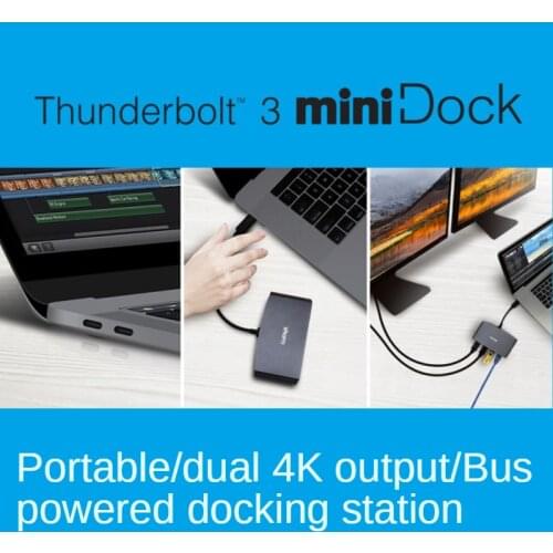 CalDigit Mini Thunderbolt 3 Docking Station Thunderbolt3 Hub Portable HDMI/DP Adapter Compatible with MAC Two 4K Display screen