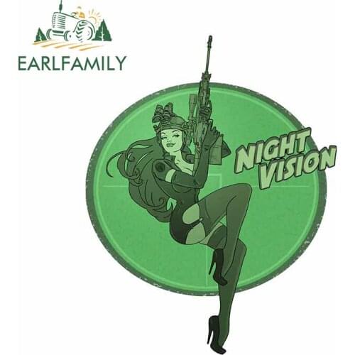 EARLFAMILY 13cm x 10.1cm For Night Vision Pin Up Car Sticker Creative Air Conditioner Motorcycle Decal Occlusion Scratch Decals