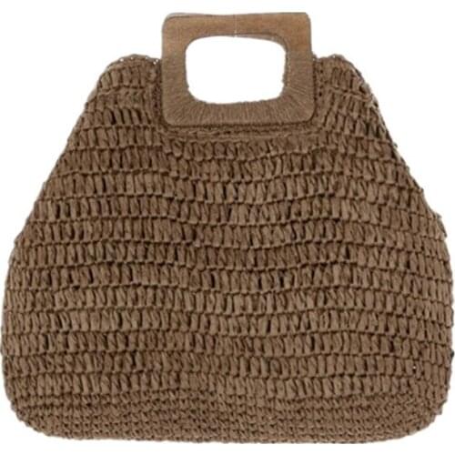 Elegant Female Square Tote Bag 2021 Summer Straw Womens Designer Handbag Large Capacity Woven Travel Shopper Bag