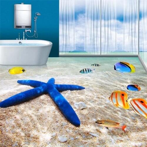 Beibehang Sea beach starfish tropical fish Custom Photo Wallpaper 3D Bathroom Self-adhesive Floor Mural wall papers home decor