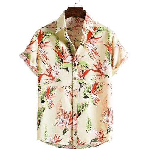 New Summer Hawaiian Shirt Mens Beach Short Sleeve Flowers Shirts For Man Floral Printed camisa hawaiana hombre