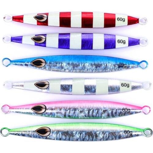 HENGJIA 1PCS Metal Jigging Spoon 60g 3D Eyes Artificial Bait Boat Fishing Jig Spoon Lures Super Hard Lead Fish Fishing Lures