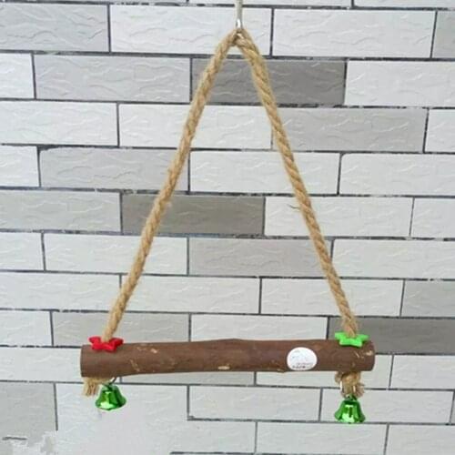 Pet Bird Toy Wooden Toys Mouse Hamster Parrot Hanging Ladder Bell Bridge Cage swing pet drop for Petn New Year