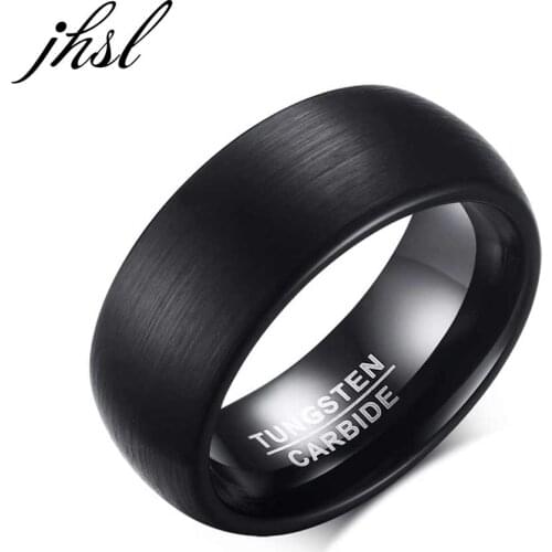 JHSL High Quality Tungsten Man Male Men Rings Black Matte Finish Fashion Jewelry Anniversary Christmas Gift Size 7 8 9 10 11 12