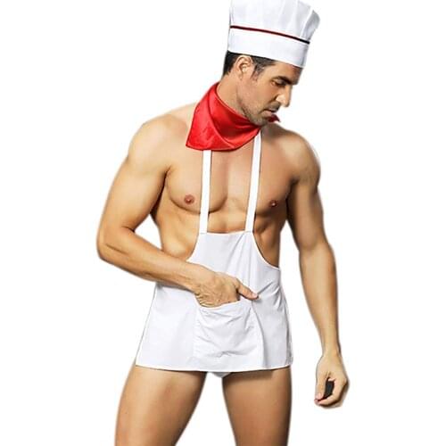 New 2020 Mens Sexy Lingerie Set Role Play Cook Uniform Night Club Dance Costume Outfit