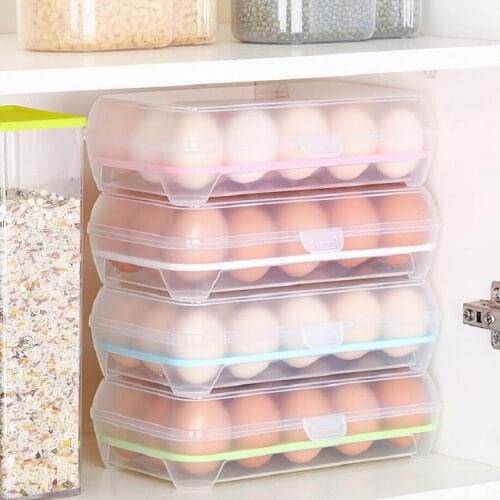 15 Grids Egg Storage Box Egg Tray Containers Refrigerator Egg Plastic Dispenser Airtight Fresh Preservation Kitchen Accessories