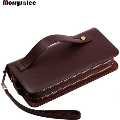 Fashion Leather Men Purse Long Wallet Male ID Cards Clutch Bag Man Vallet Famous Brand Mens Wallets Black Zipper Purse for Phone