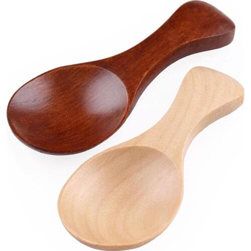 Multi Purpose Flatware 1Pcs Cooking Tools Kitchen Gadgets Log Color/Dark Color Mini Sugar Spoon Wood Condiment Scoop