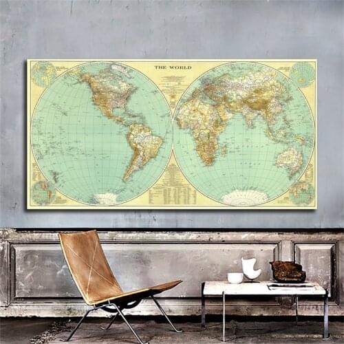 Retro World Map 1935 World Map Picture 120*60cm Posters and Prints Non-woven Wall Paper Education Office Supplies
