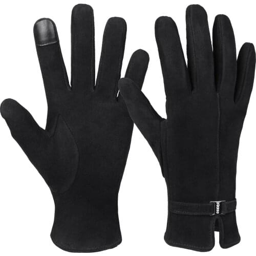 OZERO Womens Winter Gloves Touch Screen Deerskin Leather Texting Warm Gift for Women 8012