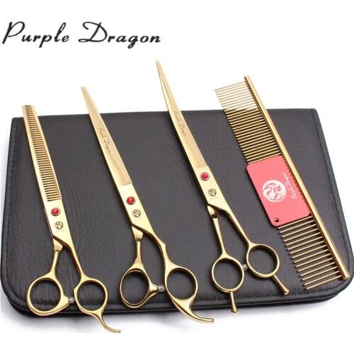 20Sets 8" Purple Dragon Wholesale Dog Grooming Scissors Puppy Straight Scissors Thinning Shears Curved Shears Pet Scissors Z3005