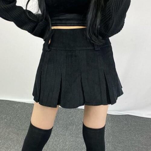 Pleated Corduroy Skirts For Girls Y2K Mini Skirts Women Autumn Winter Short Skirts Korean Style Skirts Vintage School