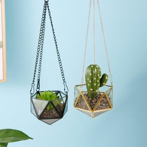 Hanging Glass Terrarium Geometric Diamond Shape Plant Holder Planter Flower Pot