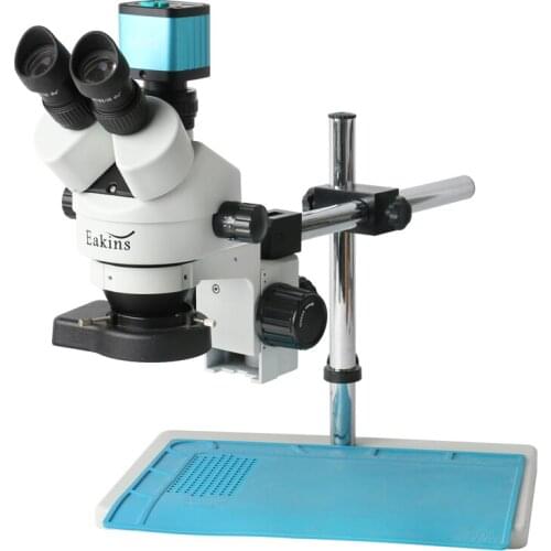 7X-45X Simul-Focal Trinocular Microscope Continuous Zoom 144 LED Ring Light with 48MP 1080P VGA USB HDMI PCB Jewelry Repair Kit