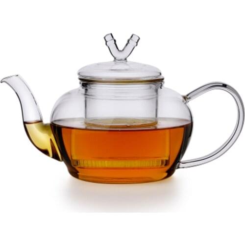 Ultra Thickness Artistic 600ml Blooming Loose Leaf Tea Pot Glass Strainer Safe Lid Microwavable, Stovetop Safe Teaset Kettle