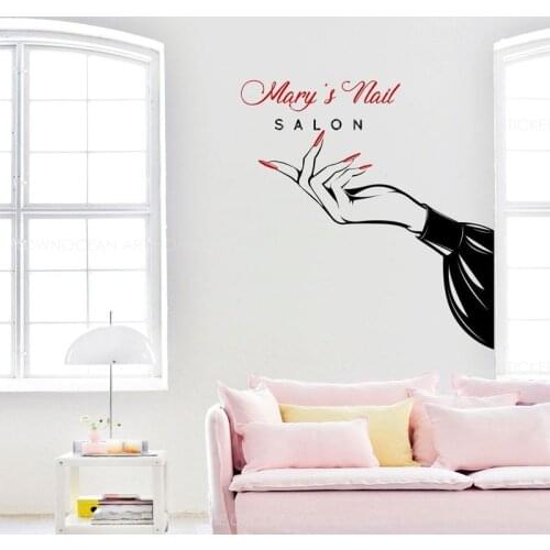Beauty Nail Salon Wall Sticker Fashion Store Custom Name Vinyl Interior Design Window Decal Manicure Decoration Mural Wallpaper