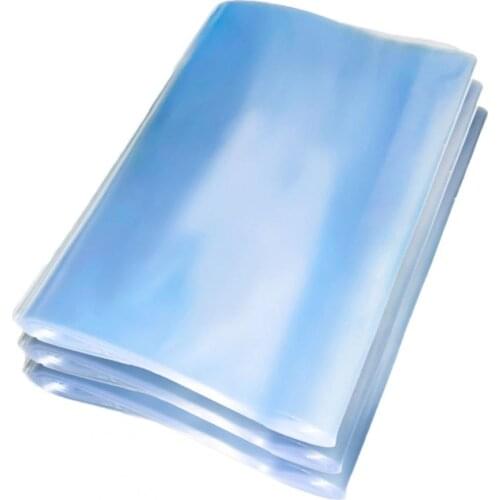 100pcs PVC Waterproof Heat Shrink Film Bag Blower Heat Seal Flat Mouth Wrap Sealbag Blue Transparent Plastic Food Storage Bag