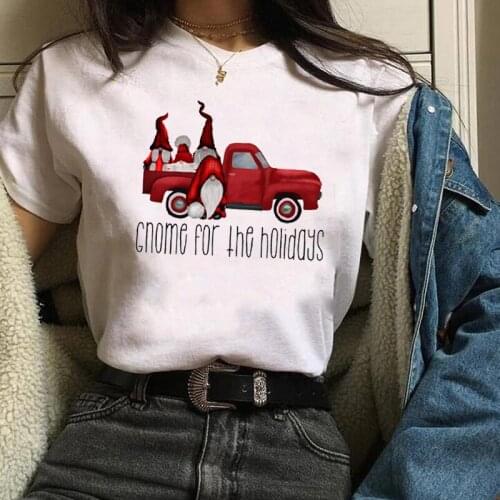 FIXSYS Women Holiday Truck T-shirts Cartoon New Year Merry Christmas Ladies Tops Womens Tees Female T Shirt Graphic T-Shirt