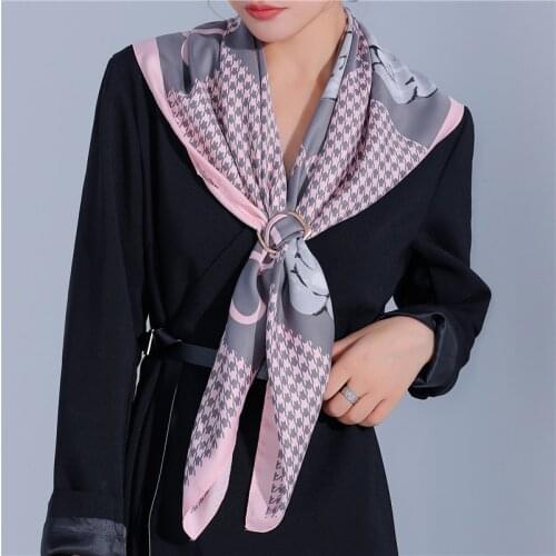 90*90cm Twill Women Scarf Hijab Print Solid Square Neck Shawl Hijab Female Headscarvef Bandana Foulard Hair Accessories 2021
