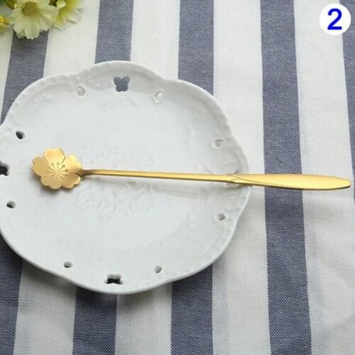 1 Pcs Stainless Steel Flower Love Heart Spoon Coffee Tea Rose Gold Spoon Ice Cream Spoons AUG889